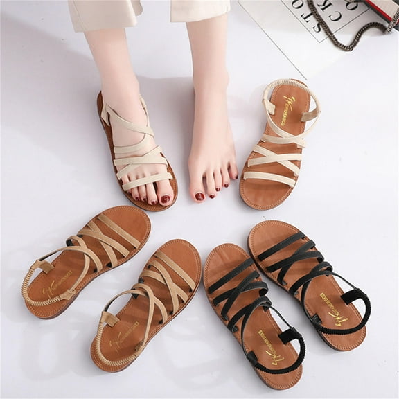 Sandals for Women 2025, Xunlbb Flat Shoes Sandals Students Roman Shoes Beach Shoes Women's Shoes(White,Size:35)