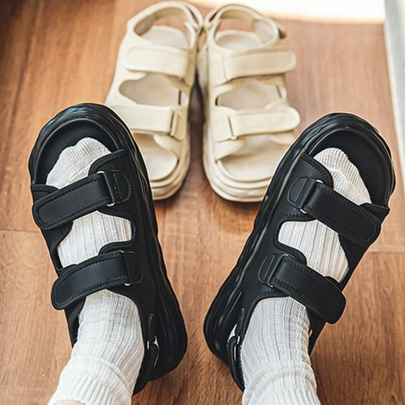 Sandals for Women 2025, Xunlbb Men And Women Summer Soft Outdoor Beach Non-Slip Sandals Hook Loop Casual Shoes(White,Size:35)