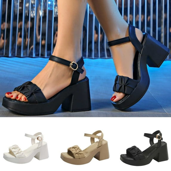 Sandals for Women 2025, Xunlbb Summer Solid Color One-line Strappy Beach Sandals(Black,Size:35)