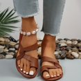 thumbnail image 1 of Sandals for Women 2025, Xunlbb Women's Fashion Casual Summer New Solid Color Retro Flat Toe Slippers Outdoor Beach Sandals(Brown,Size:36), 1 of 9