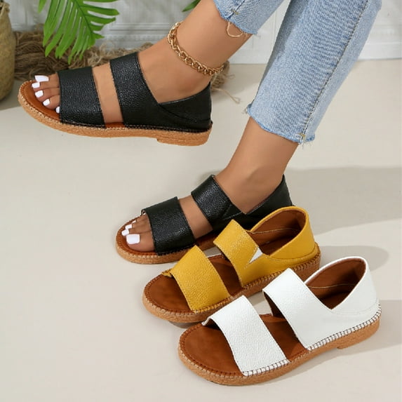 Sandals for Women 2025, Xunlbb Women's Large Size Beach Shoes Are Comfortable Light Soft-soled And Roman Sandals(Black,Size:36)