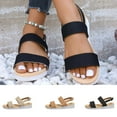 thumbnail image 1 of Sandals for Women 2025, Xunlbb Women's Plus-size Summer New Muffin Heave-soled Open-toed Casual Sandals With Buckle(Black,Size:36), 1 of 7