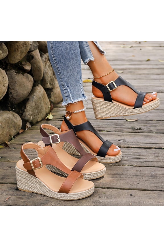 Sandals for Women 2025, Xunlbb Women's Summer Size Casual High Heel Clasp Fish Mouth Sandals(Black,Size:35)
