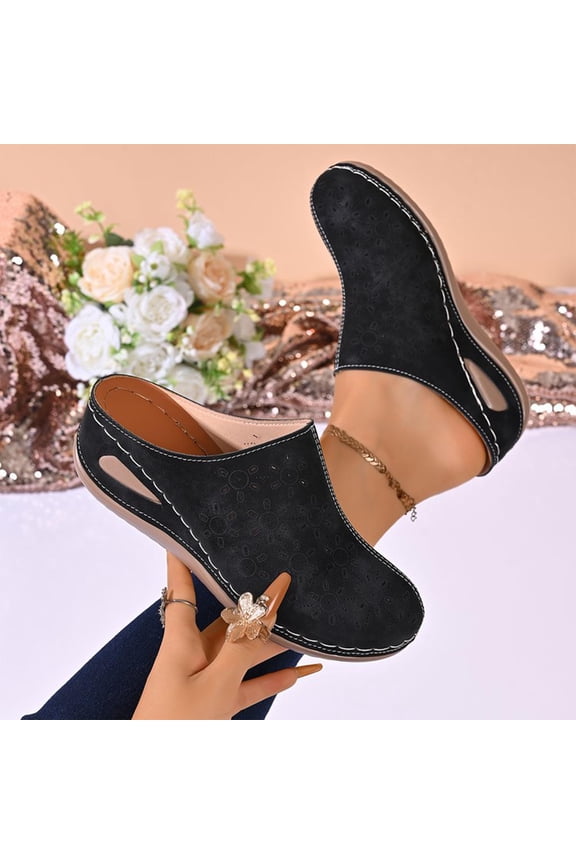 Sandals for Women Baeitkot Women's Casual Stylish Versatile Summer Solid Color Closed Toe Trendy Sandals with Wedge Heels
