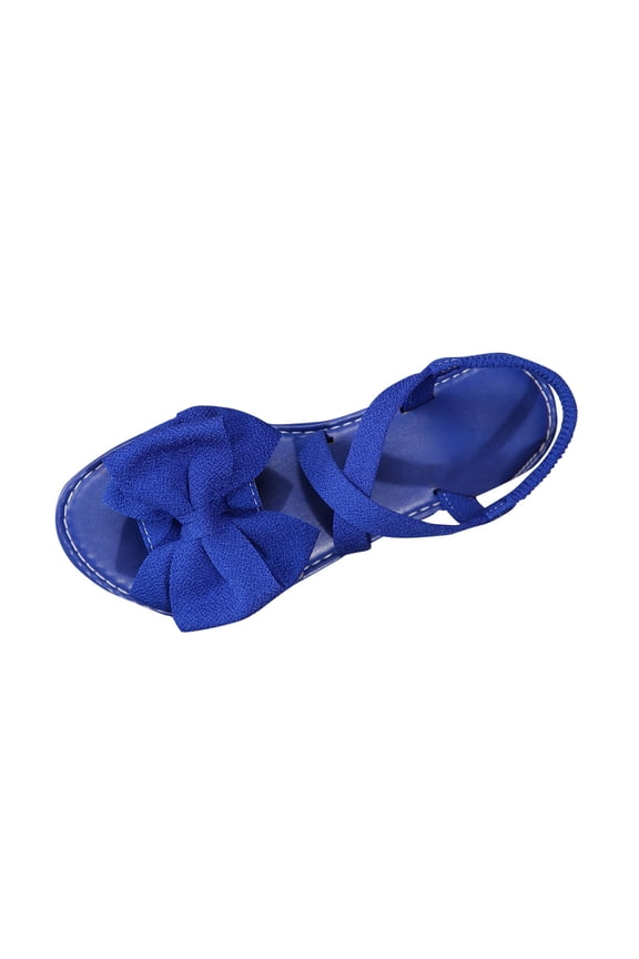 Sandals for Women Bow Knot Flat Shoes Summer Open Toe Bohemia Comfortable Casual Bowknot Dressy Beach Flats Ankle Strap Sandal Blue Women Sandal