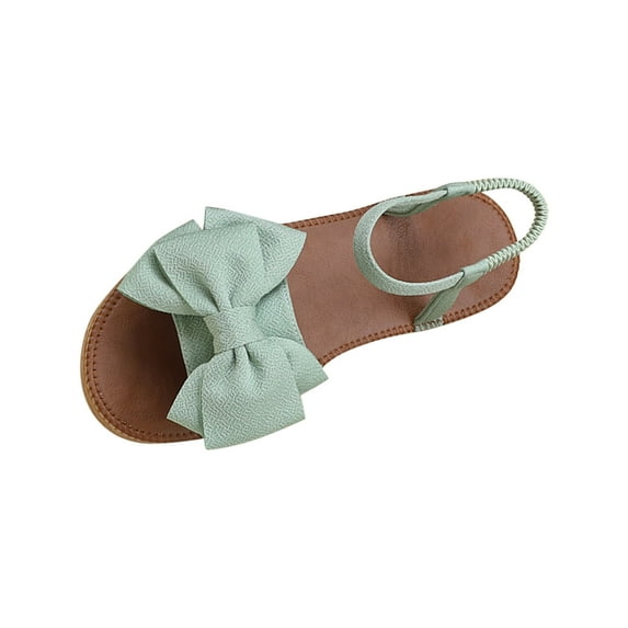 Sandals for Women Bow Knot Flat Shoes Summer Open Toe Bohemia Comfortable Casual Bowknot Dressy Beach Flats Sandal Green Women Sandal