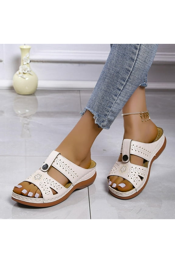 Sandals for Women Clearance Under $10,AXXD Women's Shoes Summer Ladies Fish Mouth Sandals Footwear Roman Slippers for Girls' Easter Outfits Beige 4.5