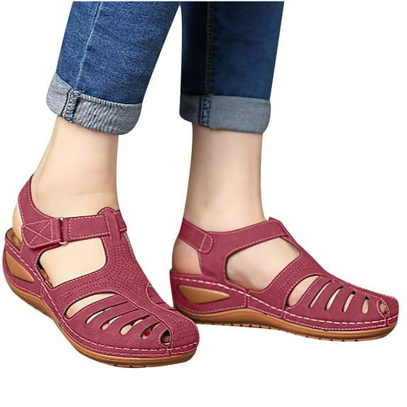 Sandals for Women Clearance, Woman Summer Casual Sandals Casual Flat Solid Color Loophole Shoes
