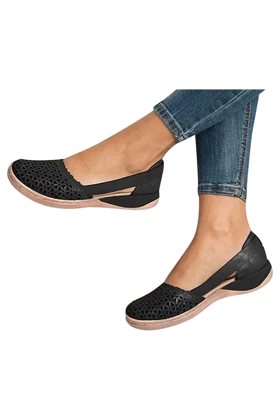 Sandals for Women Clearance, Woman Summer Casual Sandals Casual Flat Solid Color Loophole Shoes