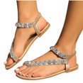 thumbnail image 1 of Sandals for Women Clearance, Xunlbb Water Diamond Flat Sandals Summer Beach Sandals Fashion Versatile Sparkling Style(Gold,Size:36), 1 of 5