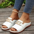 thumbnail image 1 of Sandals for Women Fashion Casual Summer Buckle Wedge Heel Open Toe Metal Buckle Fish Mouth Beach Sandals, 1 of 8