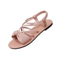 thumbnail image 1 of Sandals for Women Flat Dressy Cute Ankle Strap Open Toe Cross Bowknot Slingback Flats Summer Casual Comfortable Beach Vacation Slides Shoes 37, 1 of 6
