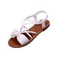 thumbnail image 1 of Sandals for Women Flat Dressy Cute Ankle Strap Open Toe Cross Bowknot Slingback Flats Summer Casual Comfortable Beach Vacation Slides Shoes 43, 1 of 7