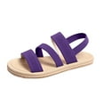 thumbnail image 1 of Sandals for Women Flat Heel Open Toe Casual Daily Solid Color Ankle Strap Women Footwear Women Beach Vacation Holiday Vintage Fashion Purple 7, 1 of 6