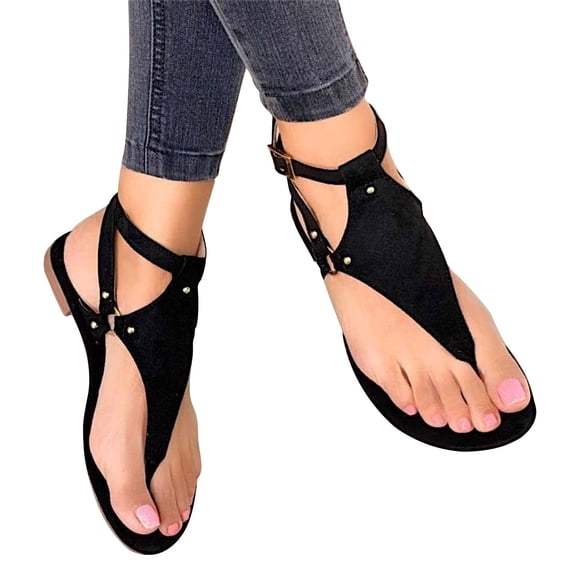 Sandals for Women,Retro Bohemian Gladiator Sandals Flat Clip Toe Ankle Beach Shoes Ankle T-Strap Thong Roman Open-Toe Sandals