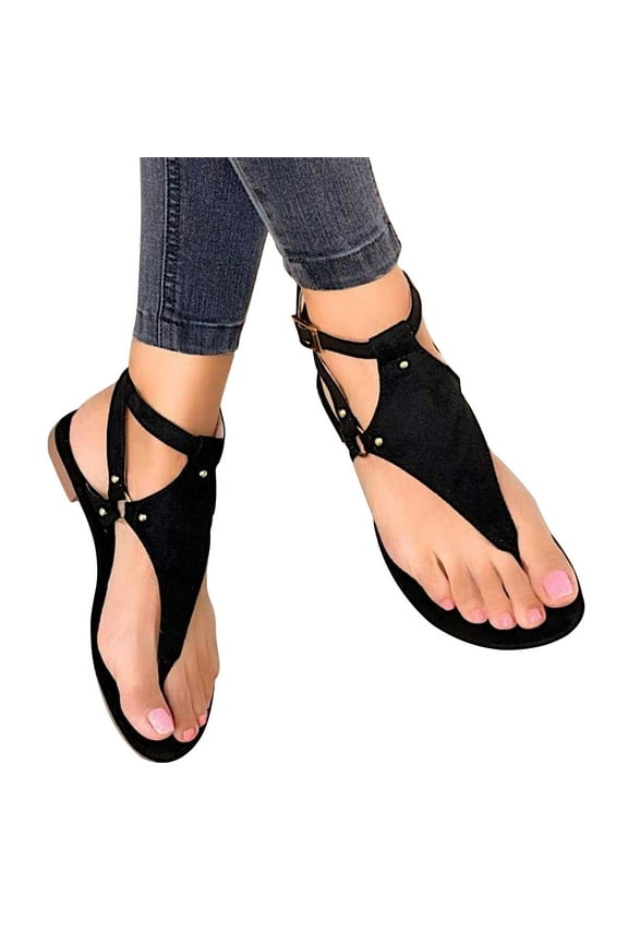 Sandals for Women,Retro Bohemian Gladiator Sandals Flat Clip Toe Ankle Beach Shoes Ankle T-Strap Thong Roman Open-Toe Sandals