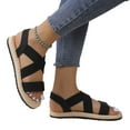 thumbnail image 1 of Sandals for Women Strap Grass Woven Hemp Rope Flat Bottomed Roman Shoes Beach Soft Sole Sandals, 1 of 7