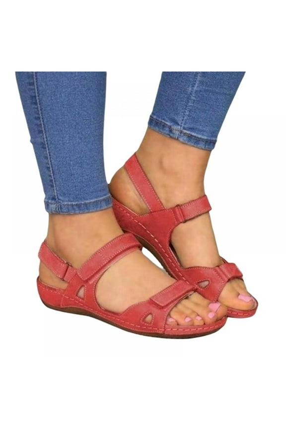 Sandals for Women, Summer Flatform Sandals Open Toes Beach Sandals Breathable Espadrille Platform Sandals, Red