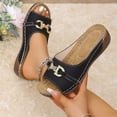 thumbnail image 1 of Sandals for Women Summer Women's Slide Sandals Versatile Plus-Size Metal Buckle Shoes Comfortable Summer Slippers, Black-36, 1 of 8