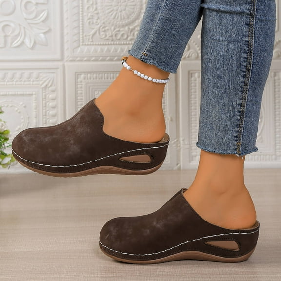 Sandals for Women Wedge Closed Toe Slip-on Leisure Slippers for Spring Summer Casual Daily Holiday Beach