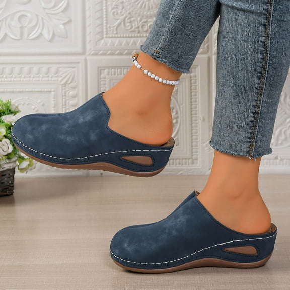 Sandals for Women Wedge Closed Toe Slip-on Leisure Slippers for Spring Summer Casual Daily Holiday Beach