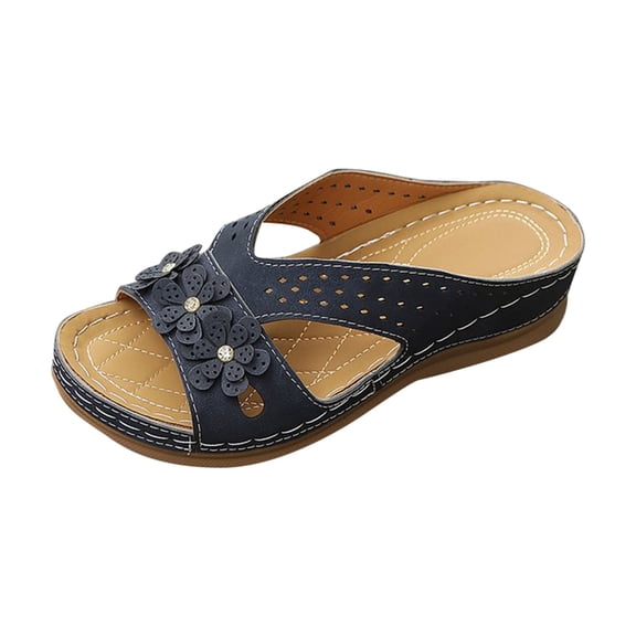 Sandals for Women Wedge Shoes Slip On Dressy Summer Comfortable Slides Footbed Cushion Walking Sandals Lightweight Platform Shoes Blue Women Sandal