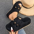 thumbnail image 1 of Sandals for Women Women's Spring And Summer Fashionable Casual Versatile Solid Color Open Toe Trendy Thick Sole Tassel Ethnic Style Slippers,Black,38, 1 of 9