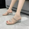 thumbnail image 1 of Sandals for Women Women's Transparent Thick Heel High Heel Open Toe Rhinester Sandals, 1 of 7
