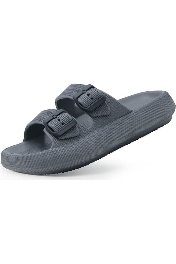Sandals for Women and Men - Pillow Slippers - Double Buckle Adjustable Slides - EVA Flat Sandals