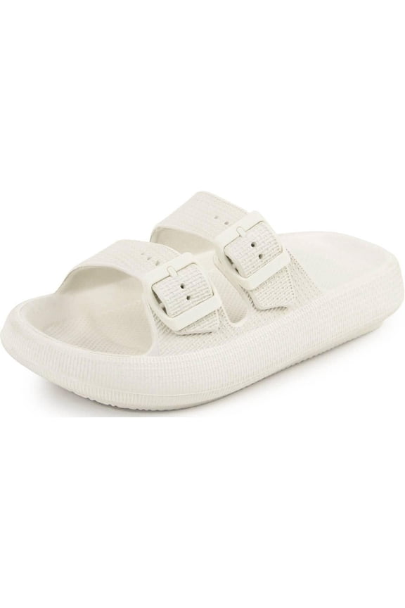 Sandals for Women and Men - Pillow Slippers - Double Buckle Adjustable Slides - EVA Flat Sandals