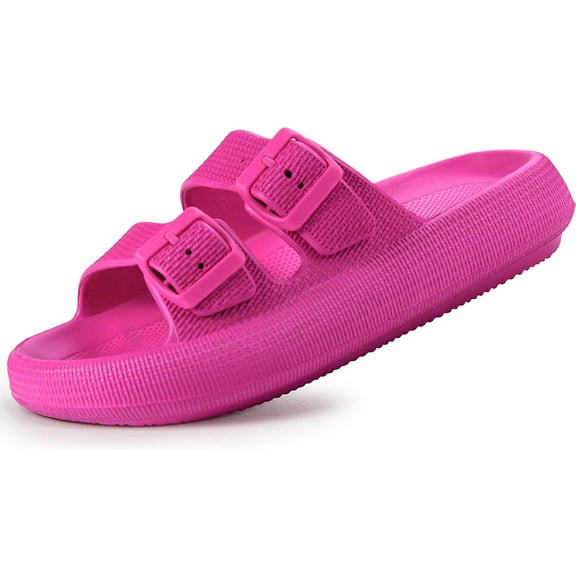 Sandals for Women and Men - Pillow Slippers - Double Buckle Adjustable Slides - EVA Flat Sandals