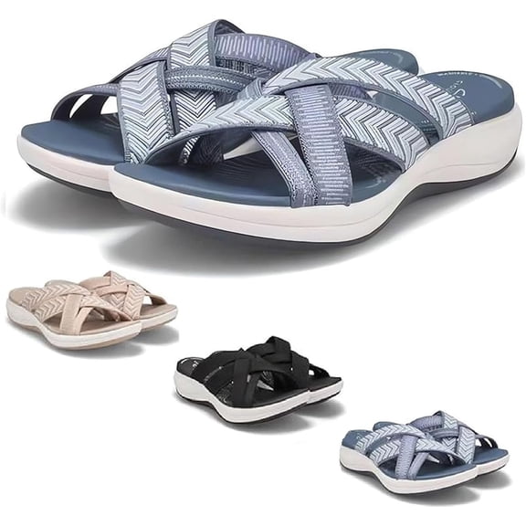 Sandals for Women, foot arch pad Walking Slides with Soft Cushion, Wide Width Comfortable Slippers