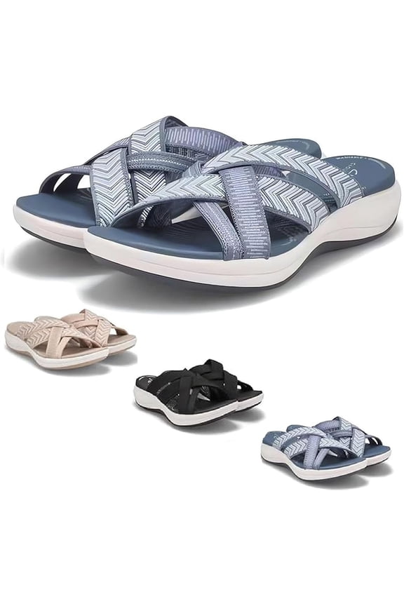 Sandals for Women, foot arch pad Walking Slides with Soft Cushion, Wide Width Comfortable Slippers