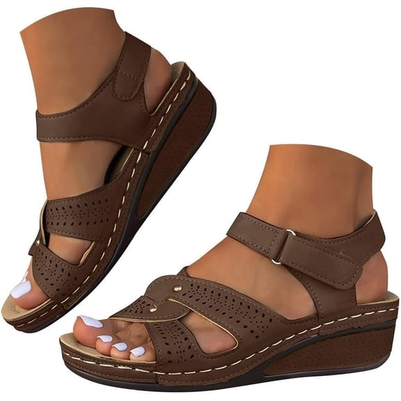 Sandals for Women , hook and loop fastener Sandals Open Toe Ankle Strap Comfortable Platform Walking Shoes Summer