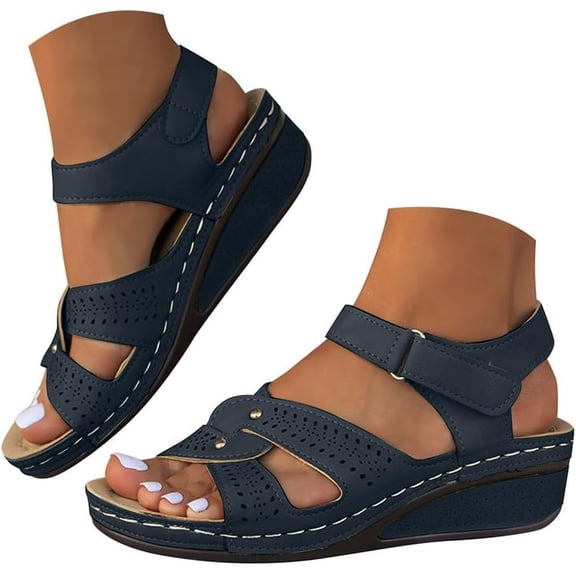 Sandals for Women , hook and loop fastener Sandals Open Toe Ankle Strap Comfortable Platform Walking Shoes Summer
