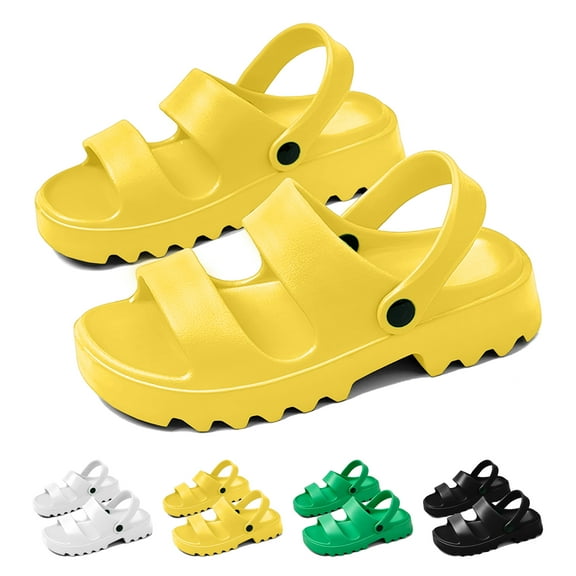 Woman's Comfort Slides with Adjustable Strap EVA Flat Pillow Sandals- Open Toe Cloud Slides Soft Thick Sole Non-Slip Indoor & Outdoor