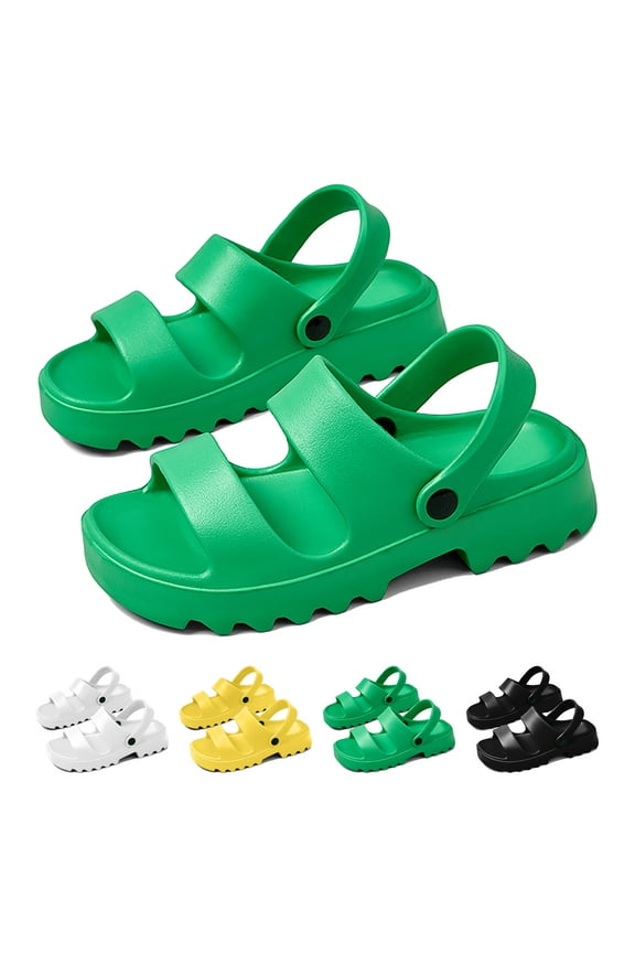 Woman's Comfort Slides with Adjustable Strap EVA Flat Pillow Sandals- Open Toe Cloud Slides Soft Thick Sole Non-Slip Indoor & Outdoor