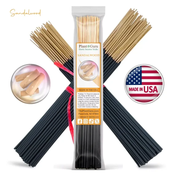 Sandalwood Arabian Incense Sticks 11" Bulk - 1 Bundle 85 to 100 Sticks - Smooth and Clean Long Burn Time, 45 to 60 Minutes.