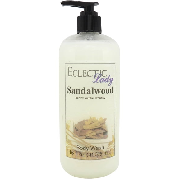 Sandalwood Body Wash by Eclectic Lady, Liquid Shower Gel for Women and Men, 16 Ounces