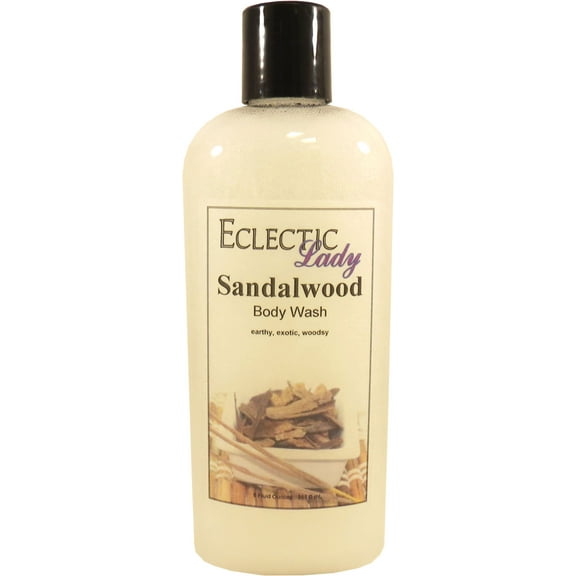 Sandalwood Body Wash by Eclectic Lady, Liquid Shower Gel for Women and Men, 8 Ounces