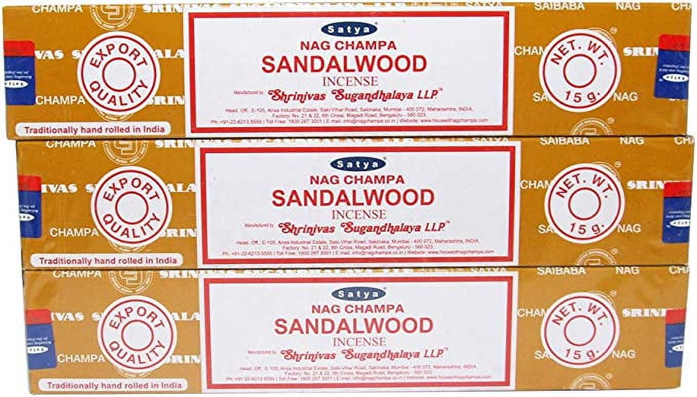 Sandalwood Box of 12 tube 180 gram Incense sticks Satya