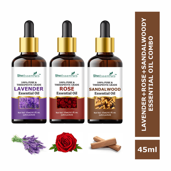 Sandalwood Essential Oil | Rose | Lavender for Hair, Skin & Aromatherapy
