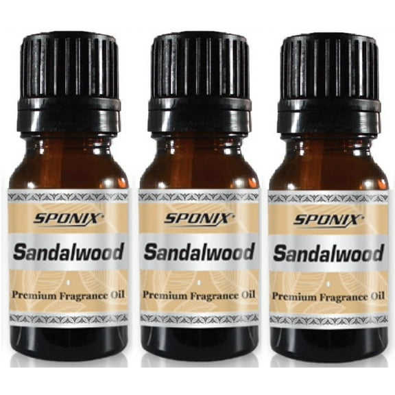 Sandalwood Fragrance Oil 10 ml / 0.33 oz | 100% Pure by Sponix Made in USA Pack of 3