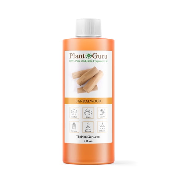 Sandalwood Fragrance Oil 4 fl. oz. Scented Oil for DIY Soap Making, Candles, Bath Bombs, Body Butters. Used In Aromatherapy Diffusers, Burners and Warmers. Great Addition To Lotions and Creams.
