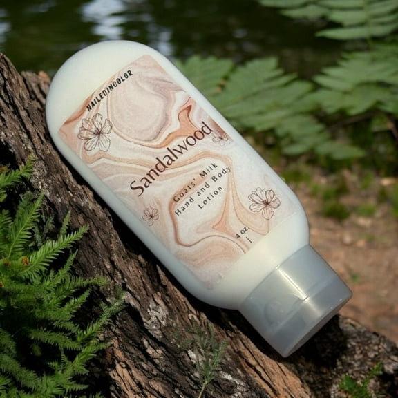 NailedInColor Sandalwood Hand & Body Lotion with Goat's Milk, Women's Scented, Skin-Nourishing, Fast Absorbing