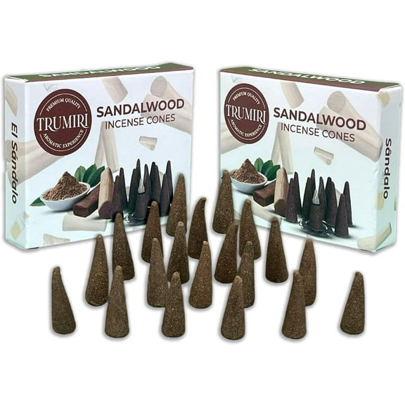Sandalwood Incense Cones - Total 20 Cone Incense - Dual Pack of 10 Insence Cones - Incense Cones Scented - Cone Incense Scents - Insense Cones - Incent Cone