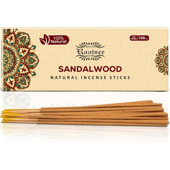 Sandalwood Incense Sticks 100 Gm Pack-100% Pure Organic Natural Hand Rolled Free from Cicals-for Church,Aroma Therapy,Relaxation,Meditation & Sensual Therapy