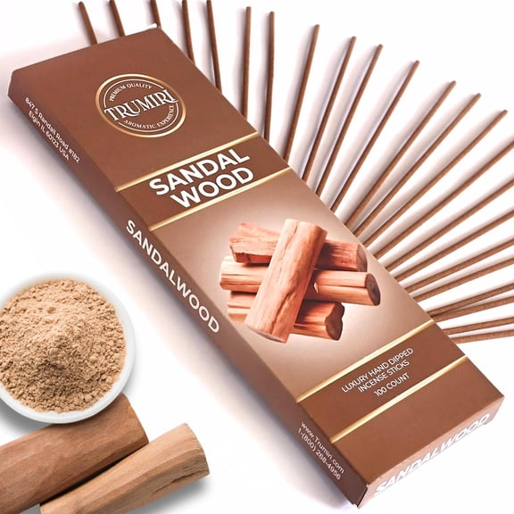 Sandalwood Incense Sticks - Pack of 100 Insence-Sticks - Made with Natural Incienso De Sandalo - Non Toxic Inscents Indian Spiritual Agarbatti Insense