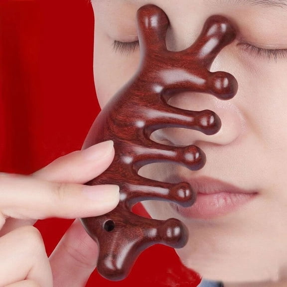 Sandalwood Massage Combs Five Wide Tooth Combs Acupuncture Therapy Blood Circulation Anti-static Smooth Hair Body Meridian Brown