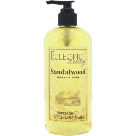 Sandalwood Massage Oil by Eclectic Lady, 16 oz, Sweet Almond Oil and Jojoba Oil